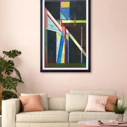 999store Black Abstract Printed Canvas Painting-19