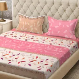 Klotthe Pink & Beige Cotton 210 TC Bed Sheets Set-image-83