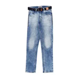 Gini & Jony Kids Blue Washed Jeans with Belt-image-13
