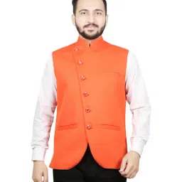 SG LEMAN Orange Regular Fit Nehru Jacket-image-48