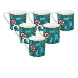 india circus by krsnaa mehta India Circus Teal Blue Ceramic 10 cm Coffe Mug (0.22 L) - Set of 6 image 2