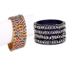SOMIL Set Of 16 Multicolored Alloy Artificial Stones and Beads Antique Bangles-image-26