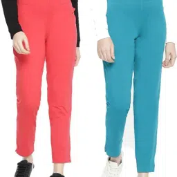 Dollar Missy Scarlet Red & Blue Regular Fit Cigarette Trousers (Pack  of 2)-picture-10
