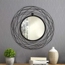 Home4U 'Ember' Black & Transparent Mild Steel Wall Mirror - Set of 1-26