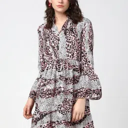 StyleStone Multicolor Animal Print Fit & Flare Dress-image-19