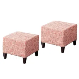 Nestroots Printed Pink Cotton Canvas Center Benche - Set of 2-4