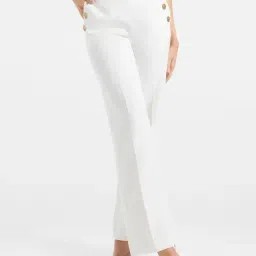 Forever New White Regular Fit High Rise Trousers-image-84