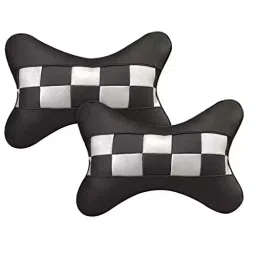 Auto Pearl Neck Rest Black Silver Chess (Set of 2 Pcs) for All Cars-52