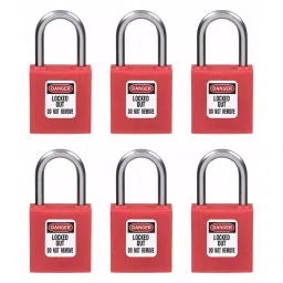 BRADY Lockout Padlock Keyed Different Nylon Compact Body Size Aluminum Std Red, 39N188-picture-29