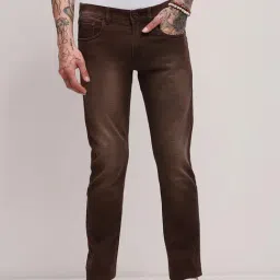 Showoff Brown Cotton Slim FitJeans-image-25