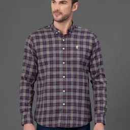 Red Tape Navy Regular Fit Check Shirt-image-29