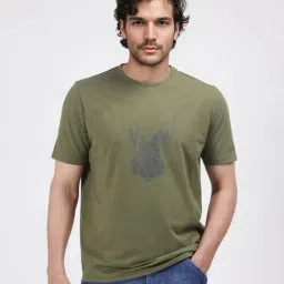 Rare Rabbit Green Regular Fit Graphic T-Shirt-image-106