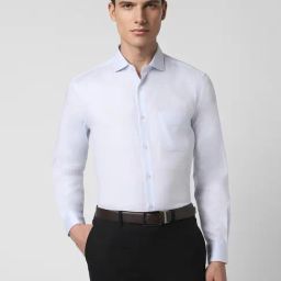 Peter England Blue Cotton Regular Fit Texture Shirts-image-48