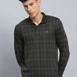 Monte Carlo Olive Regular Fit Printed Polo T-Shirt-image-73