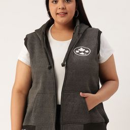 Rute Plus Size Women Charcoal Black Hooded Sweatshirt-14