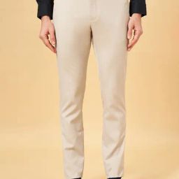 Peregrine by Pantaloons Sea Mist Slim Fit Trousers-image-4
