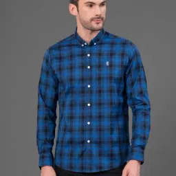 Red Tape Royal Blue Regular Fit Check Shirt-image-80