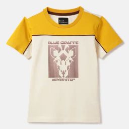 Blue Giraffe Boys Yellow Printed T-Shirt-image-13