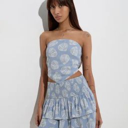 Nuon by Westside Dusty Blue Shell-Detailed Tube Top-picture-47