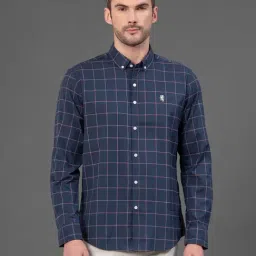 Red Tape Midnight Blue Regular Fit Check Shirt-image-91