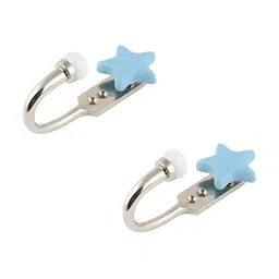 IndianShelf Turquoise Blue & Silver-Toned 2 Pieces Ceramic & Zinc Star Shaped Wall Hooks-image-28