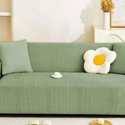 Lukzer Green Printed Polyester 1 Piece Sofa Cover With Arms-image-91