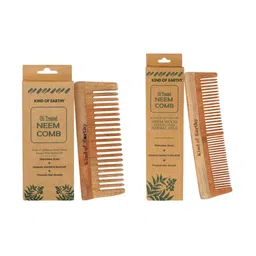 Kind of Earthy Set Of 2 Kacchi Neem Wide Tooth & Dual Tooth Comb image 5