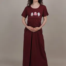 Fabme Printed Maxi Nightdress-image-17