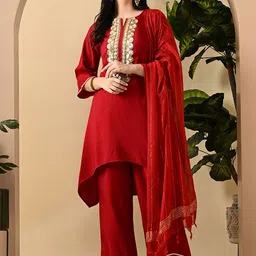 Myshka Women Regular Kurta with Trousers & With Dupatta-image-46