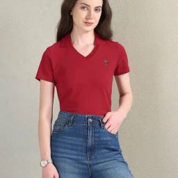 U.S. Polo Assn. Red Cotton Graphic Print Polo T-Shirt-image-43