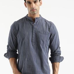 WROGN Men Navy Blue Slim Fit Casual Shirt-image-102