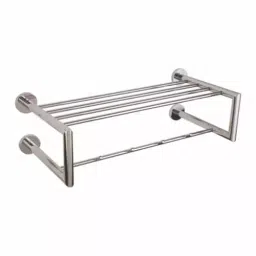 PLUMBER Wall Mounted Chrome Finish 600 mm (24 inch) Towel Rack with Hooks, EG-7724-image-63