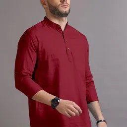 Zombom Men Long Sleeves Straight Kurta-image-94