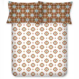 BOMBAY DYEING Aster Brown Geometric 100 TC Cotton Queen Bedsheet Set-2.24 m X 2.44 m-image-28