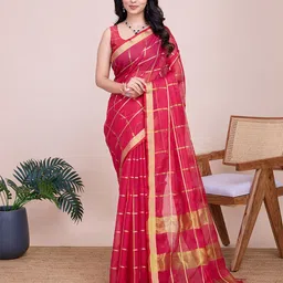 LeeliPeeri Designer Checked Zari Saree-image-20