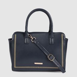 Caprese Navy Blue Solid Handheld Bag-40