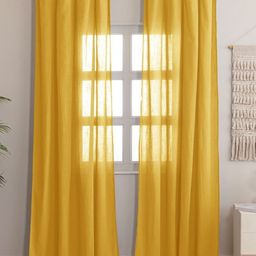 HOMEMONDE Yellow Set of 2 Sheer Door Curtain-9