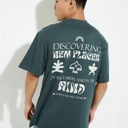max Men Printed Monochrome Applique T-shirt-image-79
