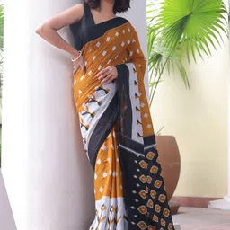 Moda Rapido Women Colourblocked Pure Cotton Designer Block Print Saree-picture-21