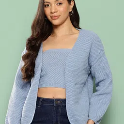 BROOWL Woollen Front-Open Sweater With Top-image-5