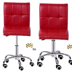 Da URBAN Red & White Cadbury Adjustable Bar Stool Chair With Wheels Set of 2Pcs-15