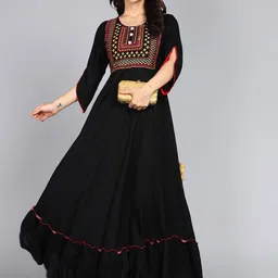 Jaipurite Women Yoke Design Thread Work Anarkali Kurta-picture-44