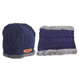 SYGA Beanie Hat Velvet Neck Scarf Free Size - Navy Blue-image-2