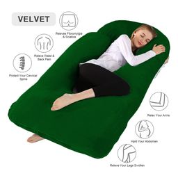 Angel Mommy Super Comfort J Shape Pregnancy Pillow with Velvet Zippered Cover,  Large Pack of 1 - Green-image-83