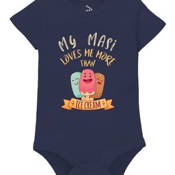 Zeezeezoo Half Sleeves Family Theme My Maasi Loves Me More Than Ice Cream Printed Onesie - Navy Blue-27