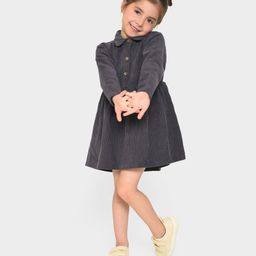 Mi Arcus Baby Girl Cotton Full Sleeves Corduroy Collar Fit & Flare Dress Dark Grey-image-40