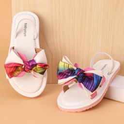 Babyoye Sandals with Back Strap Closure & Bow Applique - Pink-image-55