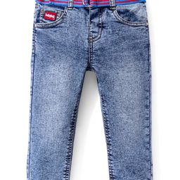 Babyhug Denim Washed Full Length Jeans With Stretch Solid Colour - Blue-image-39