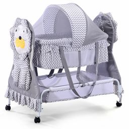 Baby Cradle With Mosquito Net & Storage Lion Shaped - Grey-17