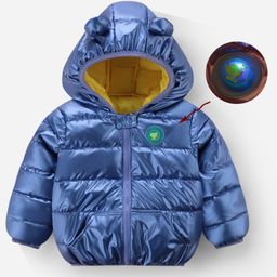 Kookie Kids Full Sleeves Padded Hooded Solid Coloured Jacket - Blue-image-52